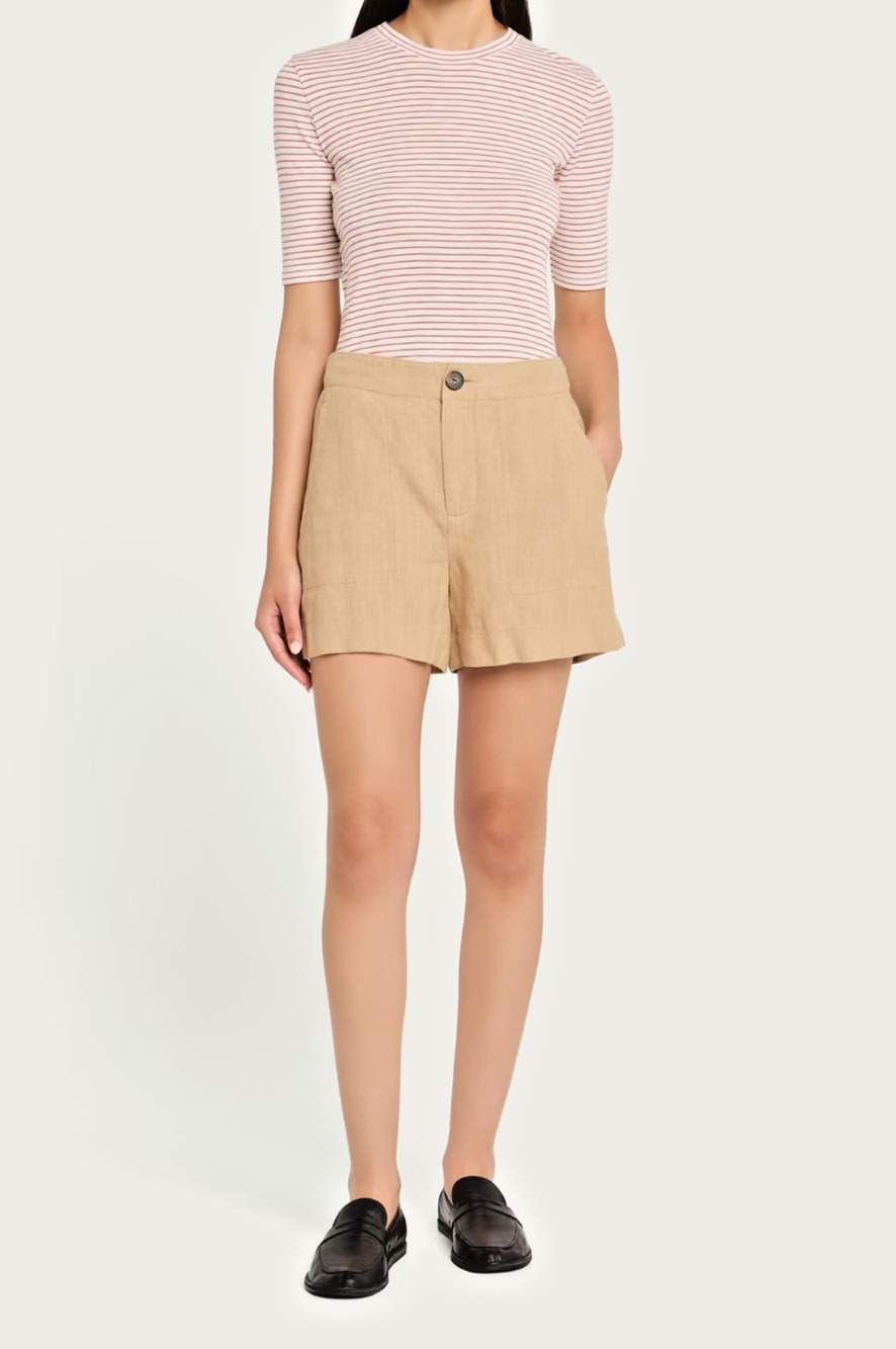 Vince Women's Mid-Rise Hemp Shorts Light Brown, size 12